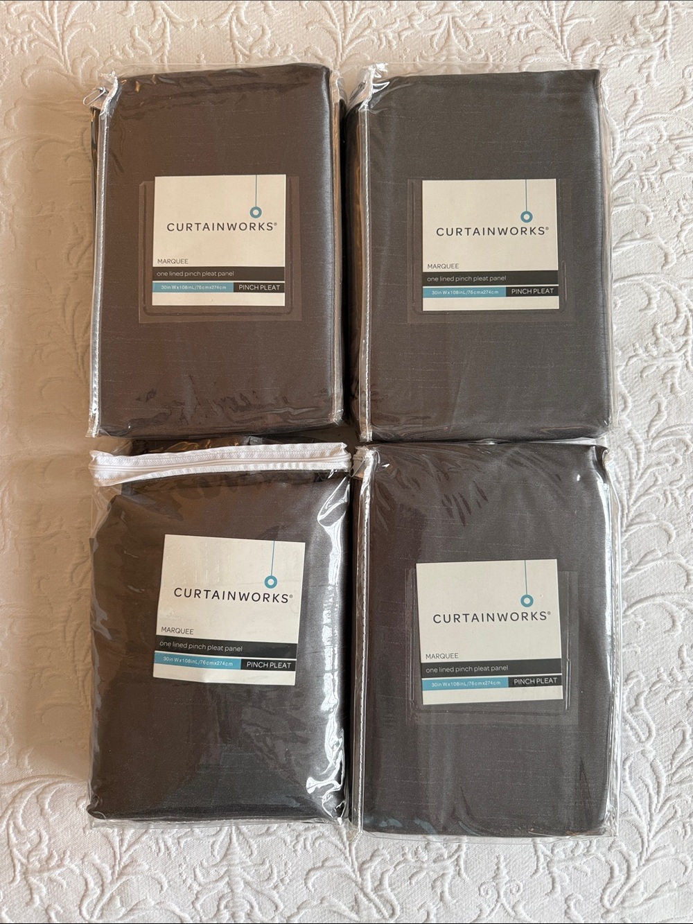 NWT Marquee Pewter Lined Pinch Pleat Curtain Panel - SET OF 4 PANELS